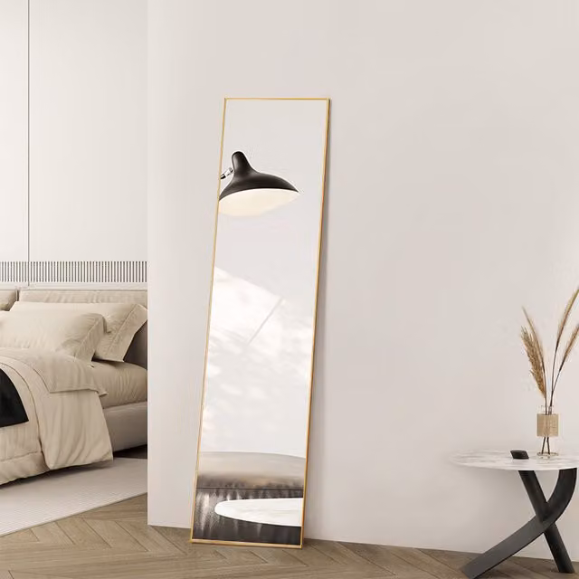 Komore Modern Rectangular Full Length Wall Mirror in Gold