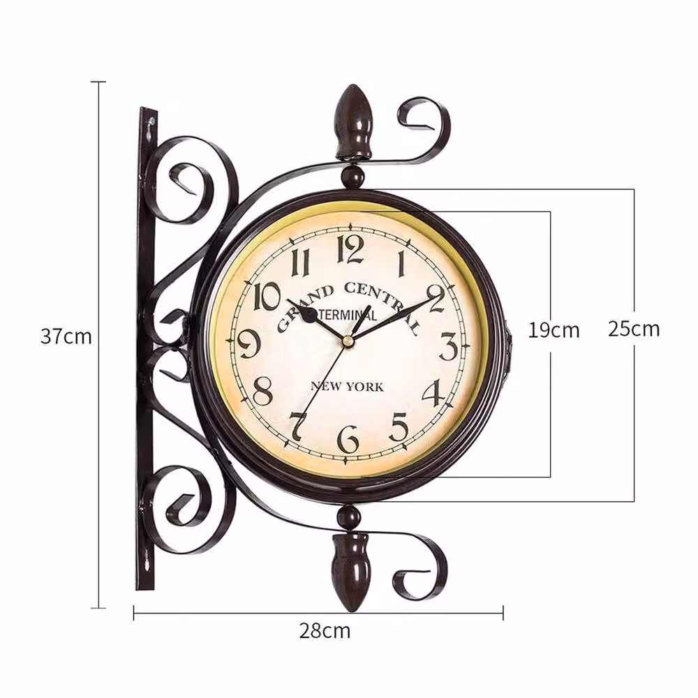 PAWNORA Large Double Sided Round Garden Wall Clock in Brown Rust Copper Effect, W: 100 cm, H: 100 cm – 2