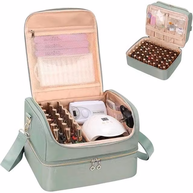 Kelvenix Green Double-Layer Nail Kit Carrying Case and Cosmetic Bag – 1