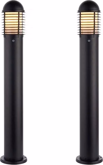 Loops 2 Pack Outdoor Bollard Post Light in Matt Black, Height: 100 cm, 60W E27 GLS – 1