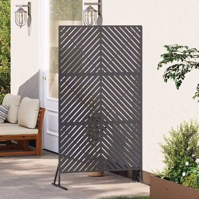 Berkfield Home Durable Black Steel Rectangular Fence Panel