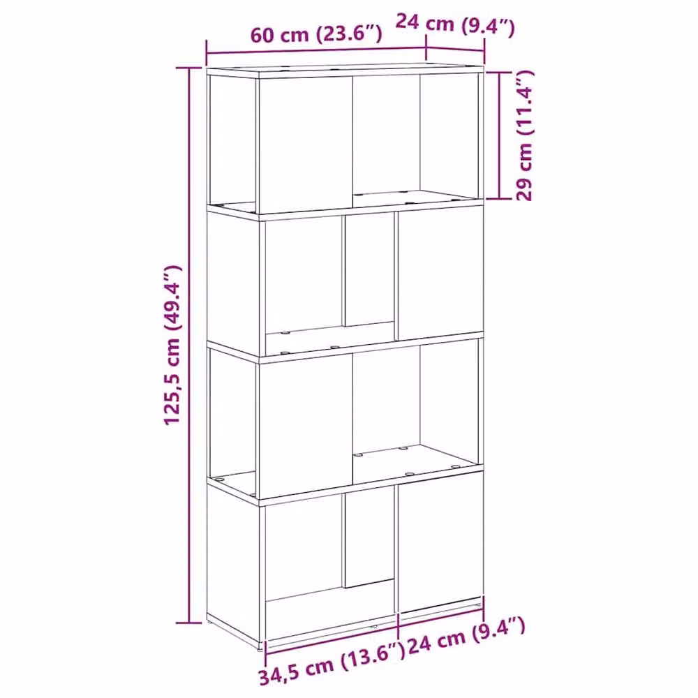 Berkfield Home Rustic Brown Engineered Wood Storage Unit, W/D/H: 60 x 24 x 124 cm – 6