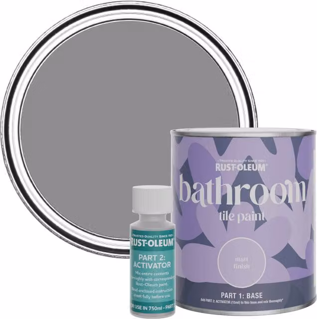 Rust-Oleum Bathroom Tile Paint in Matt Finish, Iris Purple, 750ml