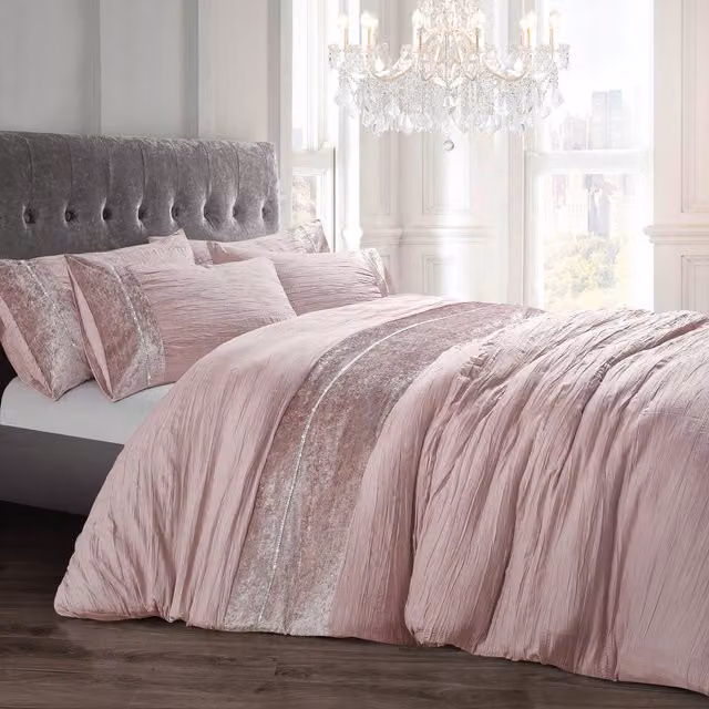 Velosso Pink Microfibre Duvet Cover and Pillowcase Set, W: 140 cm, L: 200 cm