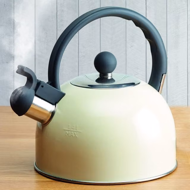 KitchenCrafts Whistling Kettle in Beige and White