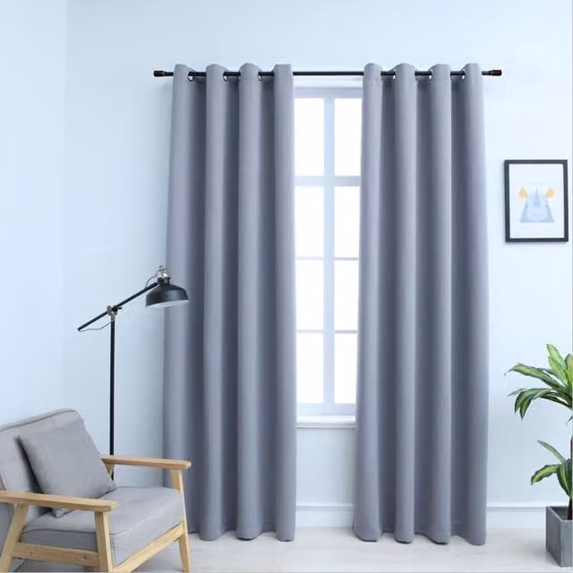 Berkfield Home Grey Blackout Curtains with Eyelets, 2 Pack, W: 140 cm, H: 245 cm