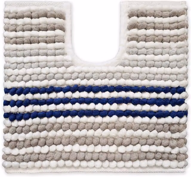 Allure Bath Fashions Striped Chunky Bobble Toilet Mat in Blue and Grey, W/D/H: 50 x 50 x 2 cm – 5