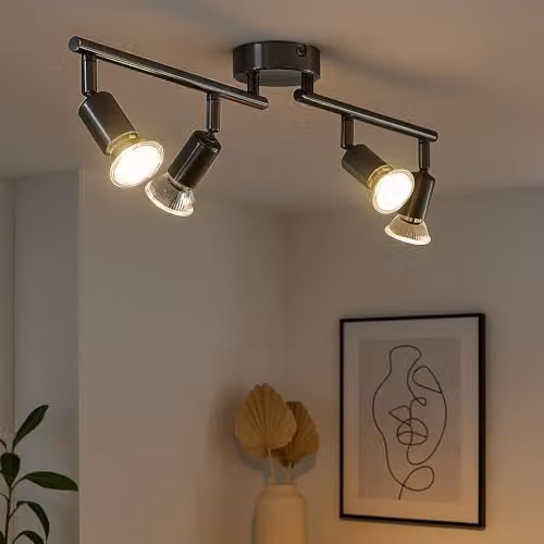 Netlighting Matrix Ceiling Spotlight Bar in Grey with 4x GU10 Warm White LED Bulbs – 3