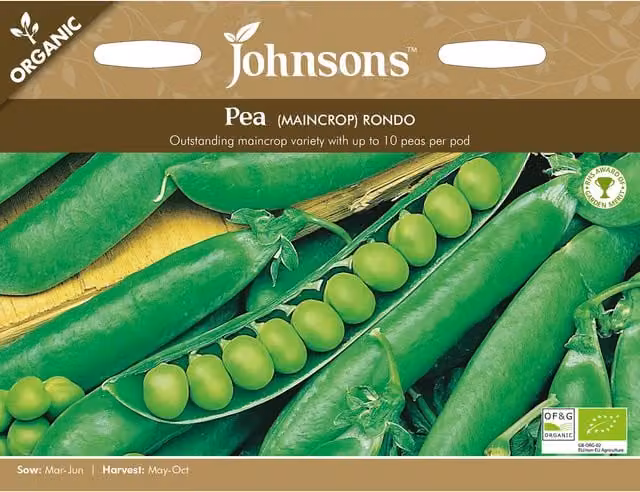 Johnsons Organic Rondo Pisum Sativum Green Pea Seeds