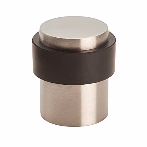 Loops 2 Pack Floor Mounted Pedestal Doorstop with Rubber Buffer in Brushed Silver Stainless Steel – 2