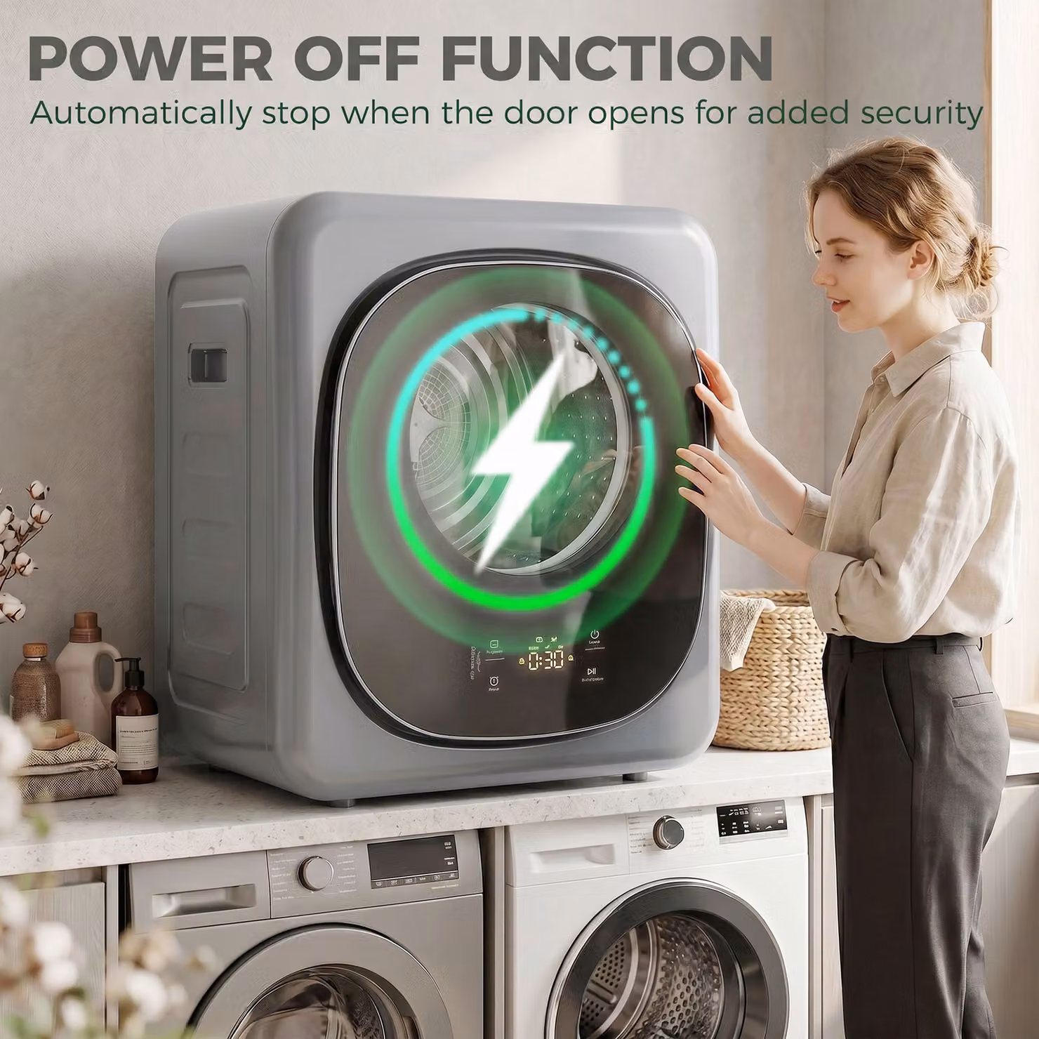 HOMCOM 4kg Vented Front Loading Freestanding Tumble Dryer with 5 Drying Modes, 800W, Silver – 5