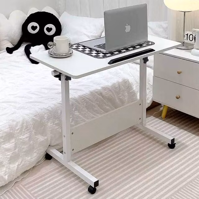 FORGEVIO Portable Table Mate Laptop and Dinner Tray in White with Tilting Rectangular Glass Top