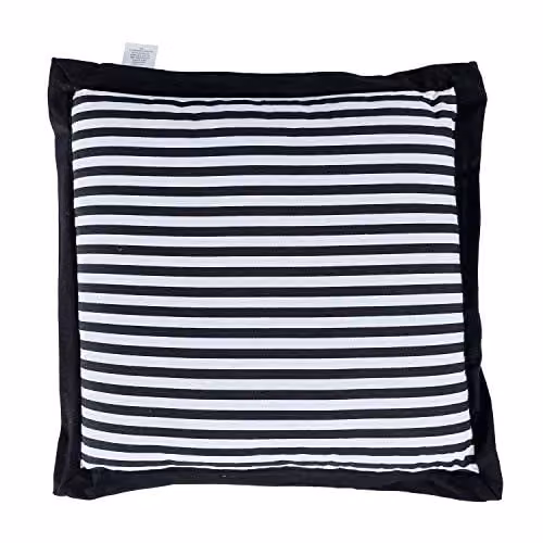 Homescapes Black and White Striped Square Cotton Seat Pad, W/D/H: 40 x 40 x 5 cm – 3