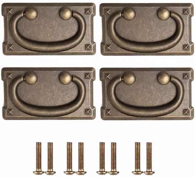 Kelvenix 4-Piece Set of Rustic Oak and Zinc Alloy Replacement Furniture Handles in Matt Bronze, W: 52 cm