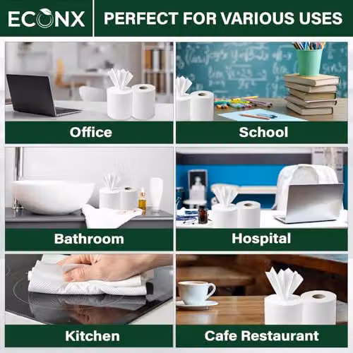 ECONX White 2-Ply Embossed Centrefeed Paper Towel Rolls, Pack of 6 – 3