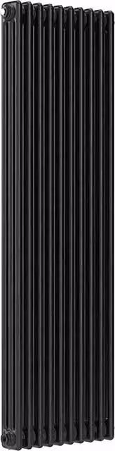 Lux Heat Vertical 3 Column Steel Radiator in Pewter, H 150 cm x W 47 cm x D 1.38 cm