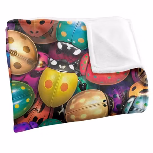 JQ Licensing Royce Mcclure Beetlemania Colorful Beetle Pattern Super Soft Fleece Throw Blanket, Multicolour, W/D/H: 91 x 147 cm – 3