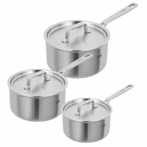 Kuhn Rikon Culinary Fiveply 3-Piece Stainless Steel Saucepan Set with Lids, Silver – 1