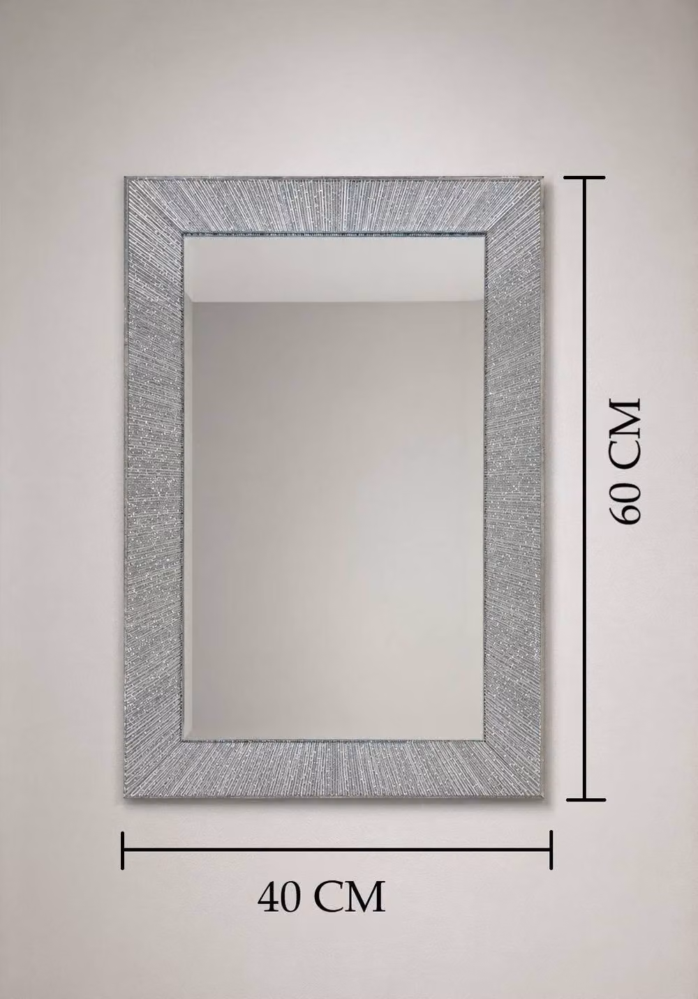 SPOT ON DEALZ Rectangular Silver Glitter LED Wall Mirror in Silver, W: 60.0 cm, H: 40.0 cm, D: 0.5 cm – 2