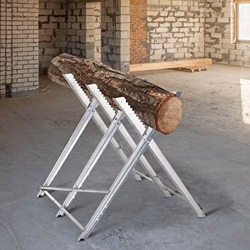 DURHAND Adjustable Foldable Steel Sawhorse in Silver with 100 kg Capacity – 2