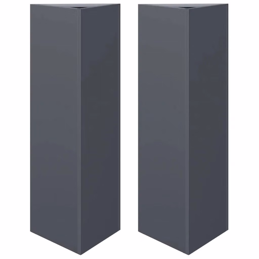 Berkfield Home Garden Triangular Steel Planters, 2 Pack, Anthracite and Black, W/D/H: 30 x 26 x 75 cm – 1