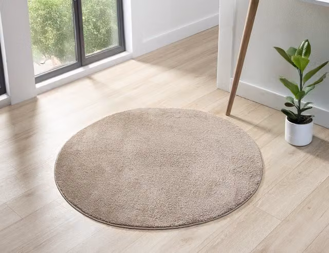 Desire Rugs Plain Modern Square Washable Low Pile Area Rug in Bronze Beige, W: 100 cm x D: 100 cm