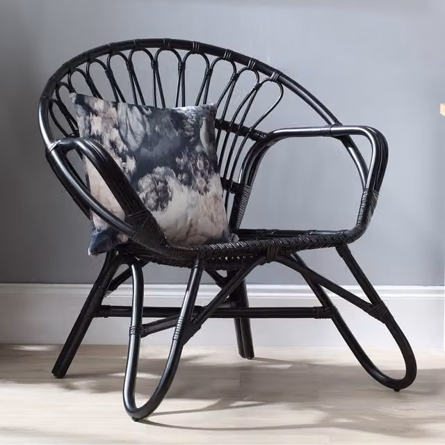 Desser Black Matt Rattan Nordic Armchair