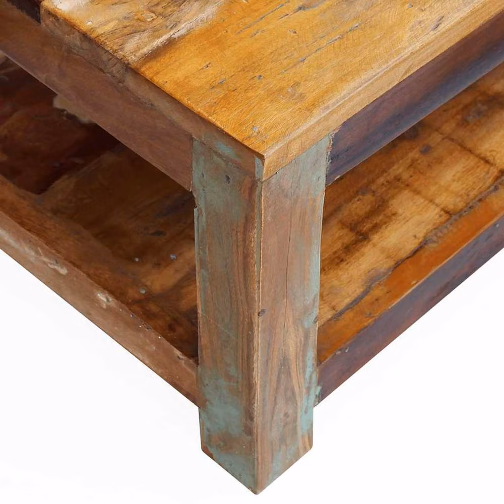 Berkfield Home Beautiful Rectangular Coffee Table in Brown Solid Reclaimed Wood, W: 90 cm, D: 45 cm, H: 35 cm – 3