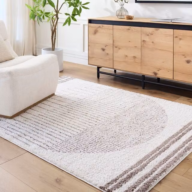 Livabliss Fossay Boho High Pile Washable Shag Rug in Dark Brown, W: 140 cm, D: 200 cm
