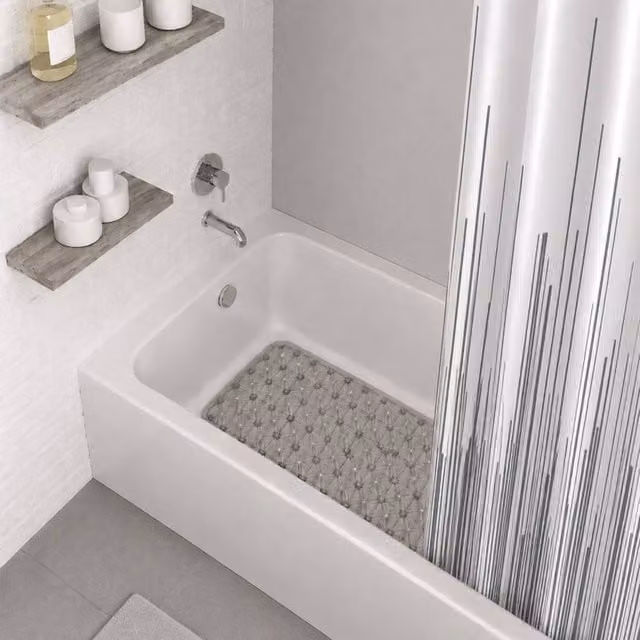 Showerdrape City Charcoal Shower Curtain and Laguna Grey Anti Slip Bath Mat, W: 180 cm, H: 180 cm