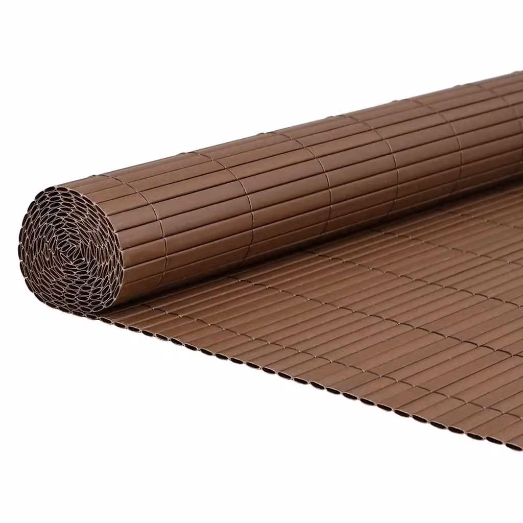 Berkfield Home Double-Sided Brown PVC Garden Fence Mat, W: 3 m, H: 1.8 m – 2