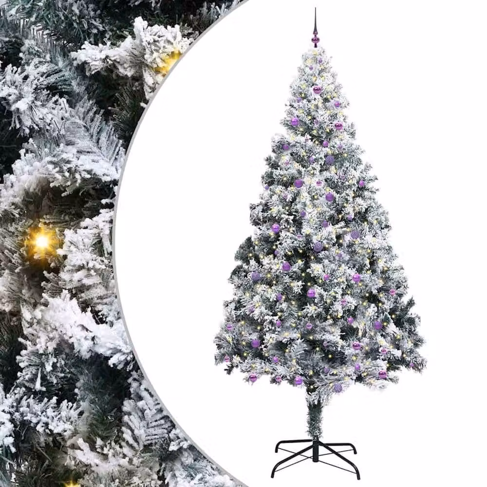 Berkfield Home White PVC Christmas Tree with 300 LEDs and Stand, Height: 300 cm – 2