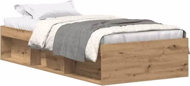 Berkfield Home Artisan Oak Single Bed Frame in Brown, W/D/H: 90 x 190 x 35 cm – 1