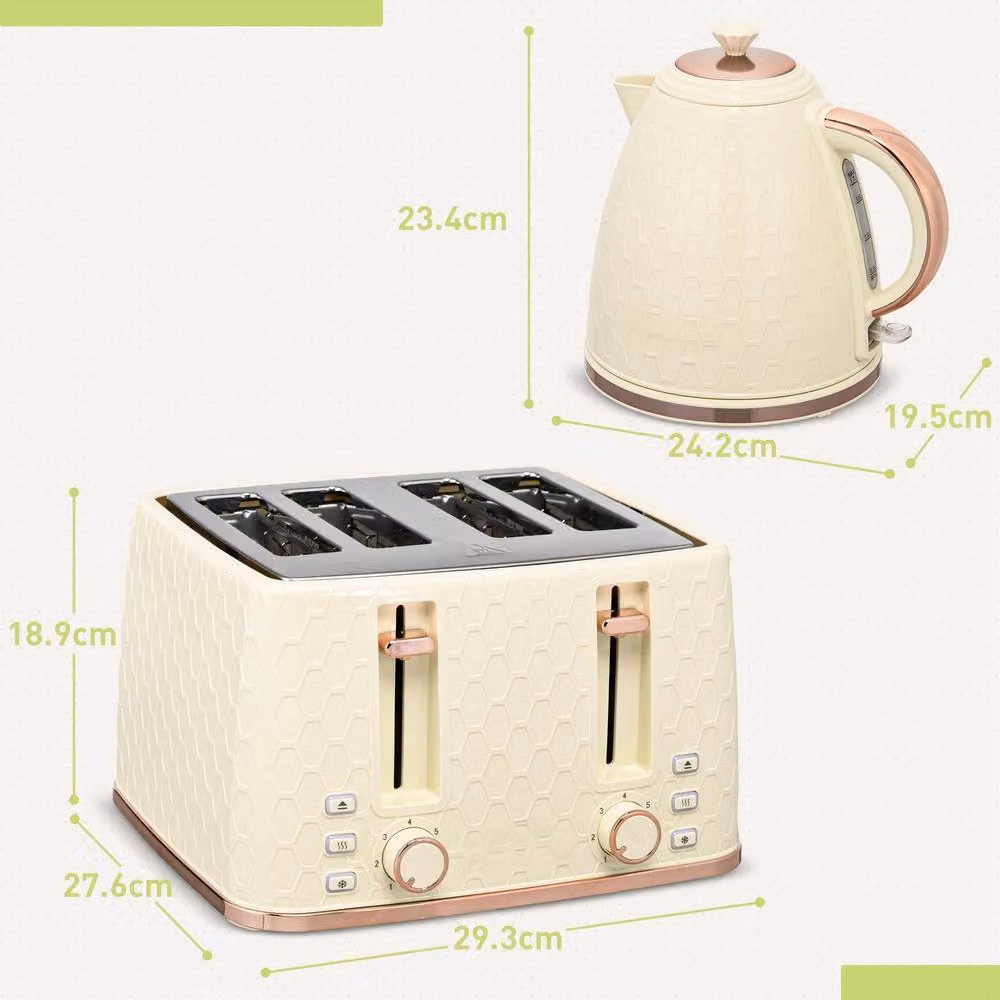 STILVORA Kettle and Toaster Set in Beige with Stainless Steel Finish – 3