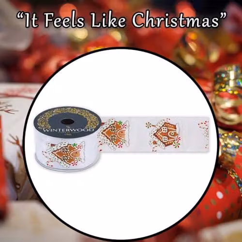 VFM e-Store White Christmas Ribbon Garland for Festive Parties, W: 7 cm, H: 10 cm – 7