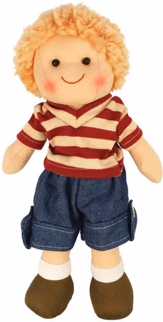 Bigjigs Toys Harry Fabric Baby Doll in Red and Multicolour