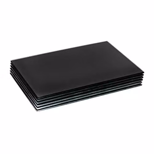Harbour Housewares Black Rectangular Glass Placemats, Pack of 6, W: 30 cm, D: 20 cm – 1