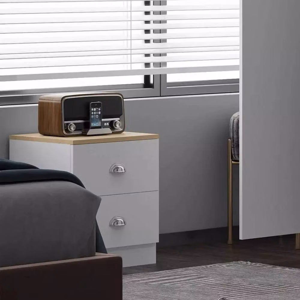 FORGEVIO White 2 Drawer Bedside Table Cabinet with Metal Cup Handles – 4