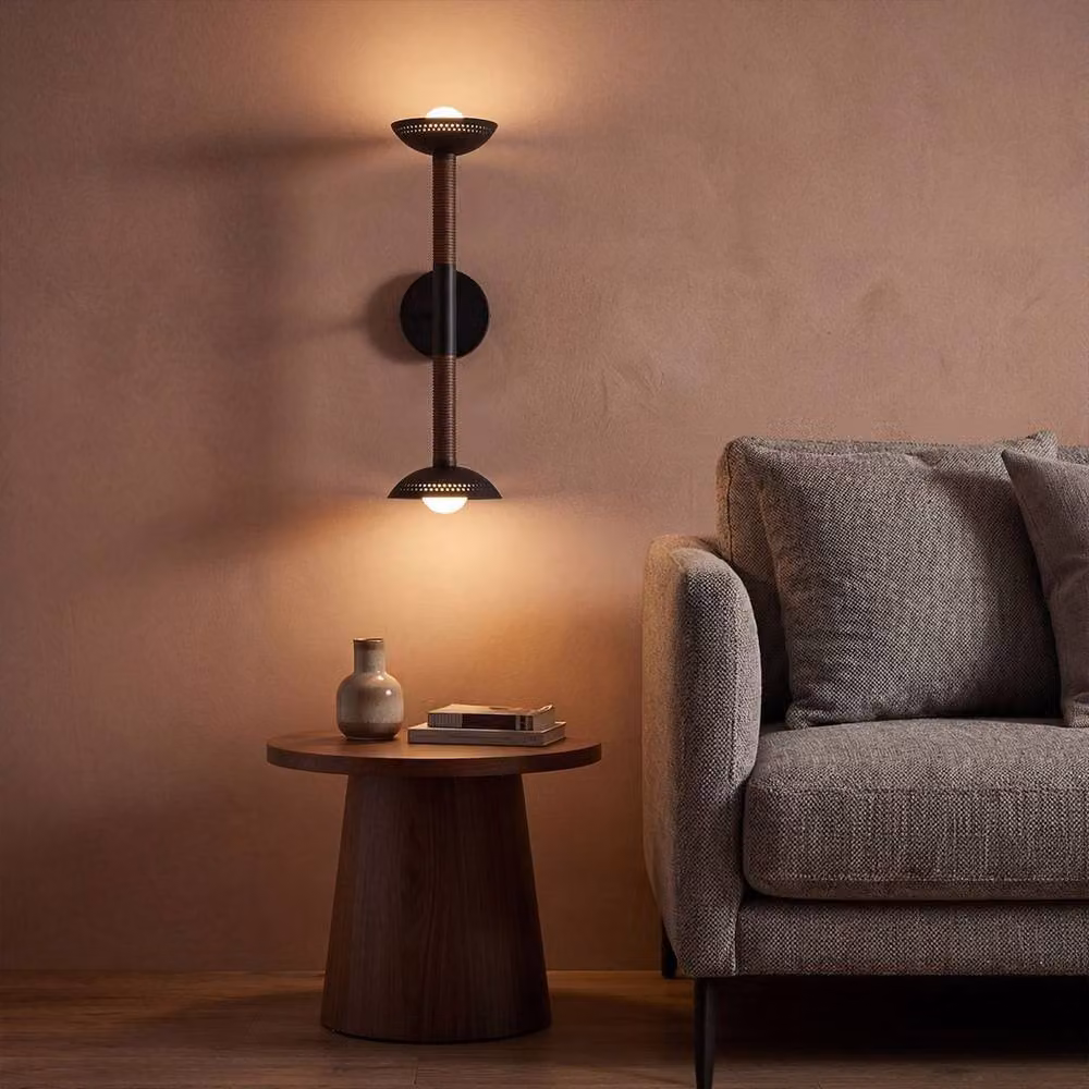 Netlighting Arden Up and Down LED Wall Light in Matte Black and Walnut Wood Veneer with 3000K Warm White Light – 2