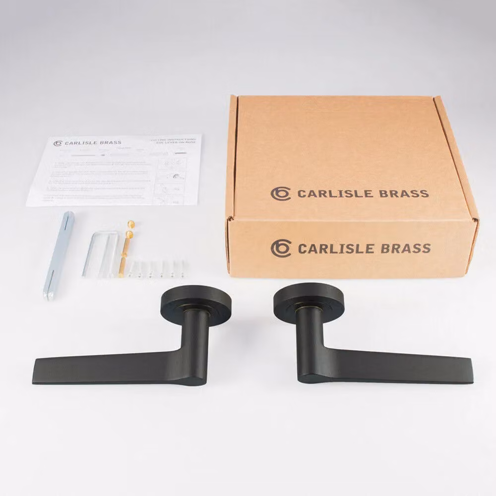 Loops 2x Pair Straight Rounded Handles on Round Rose with Concealed Fixings in Matt Bronze – 3