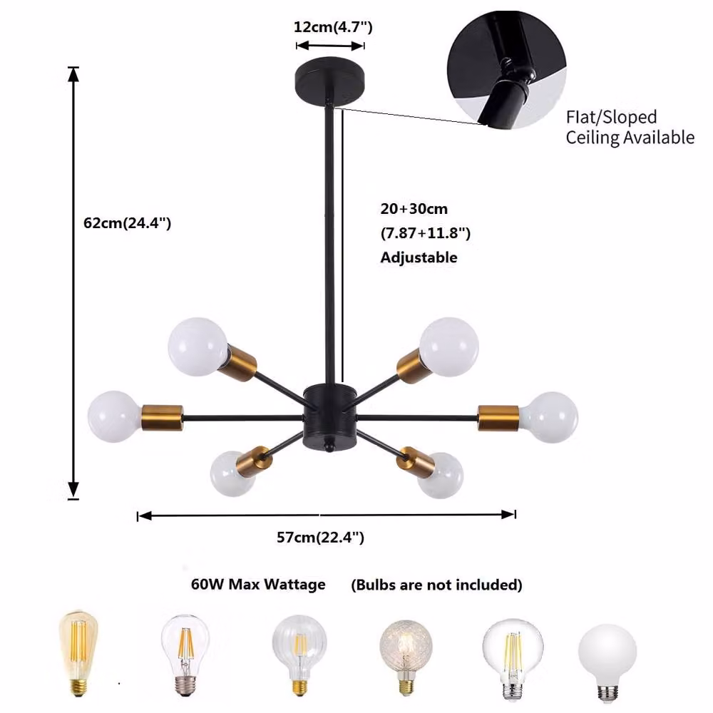 NIVOR 6-Light Dimmable Sputnik Sphere Chandelier in Gold and Brass with Glass Globes – 2