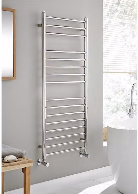 Clifton Stainless Steel Vertical Bathroom Towel Radiator in Silver, H x W: 72 x 60 cm
