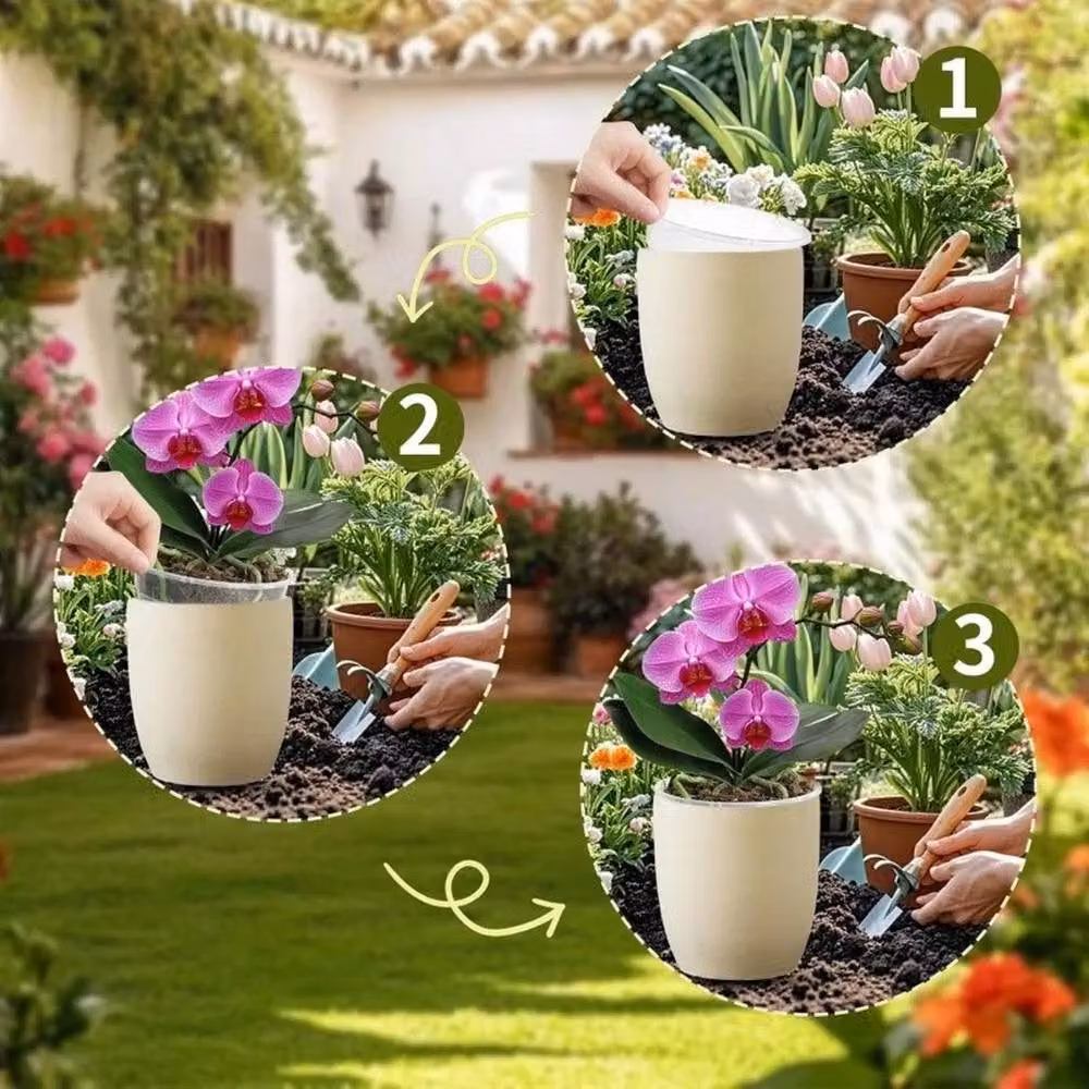NESTLUNE Set of 10 Transparent Plastic Orchid Drainage Planters – 5