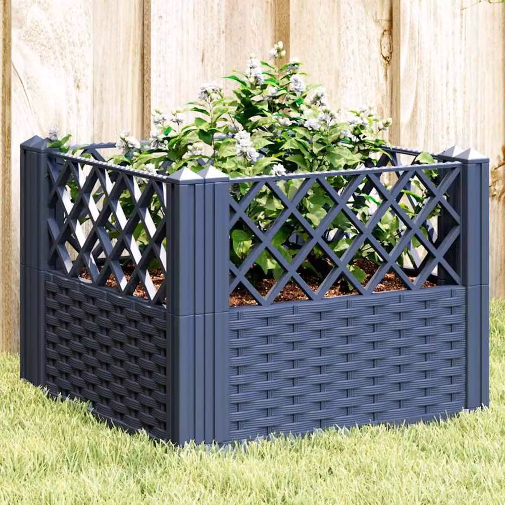 Berkfield Home Garden Planter with Pegs in Blue and Grey, W/D/H: 43.5 x 43.5 x 43.5 cm – 2