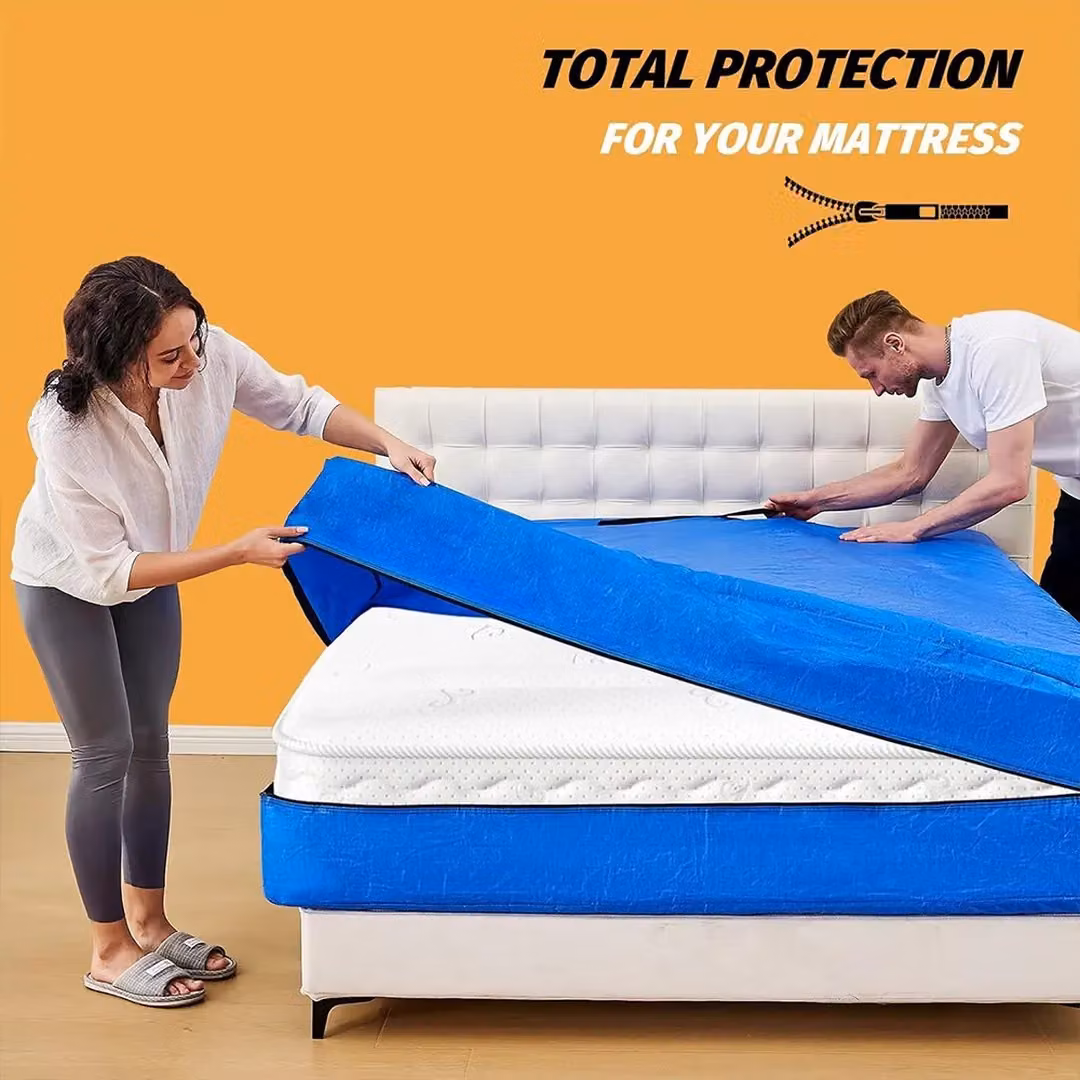 SPETLEK Mattress Bag for Moving and Storage with 8 Handles and Zipper, Blue – 7