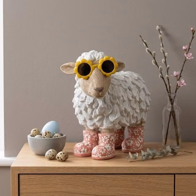 Garden Greatness Springtime Sunglasses Sheep Ornament in Multicolour