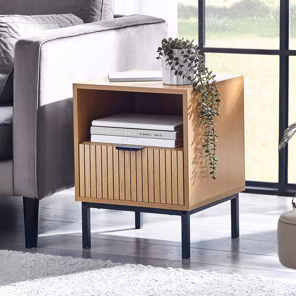 Cheshire Suri Modern Square Wood Side Table in Beige – 3