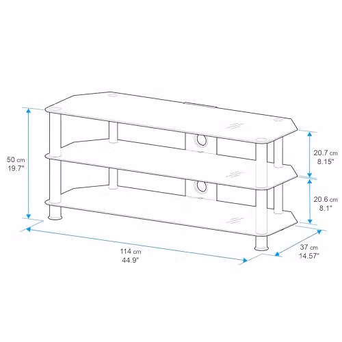 AVF Clear Glass and Metal TV Stand, Silver, Width: 114 cm – 3