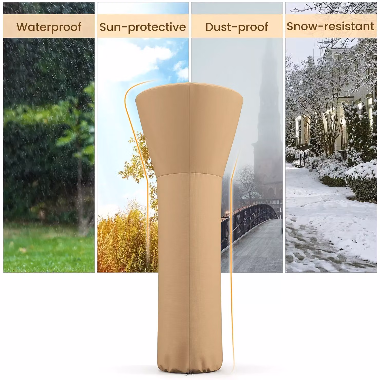 Costway Waterproof Patio Propane Heater Cover with Zipper in Beige and Silver – 2