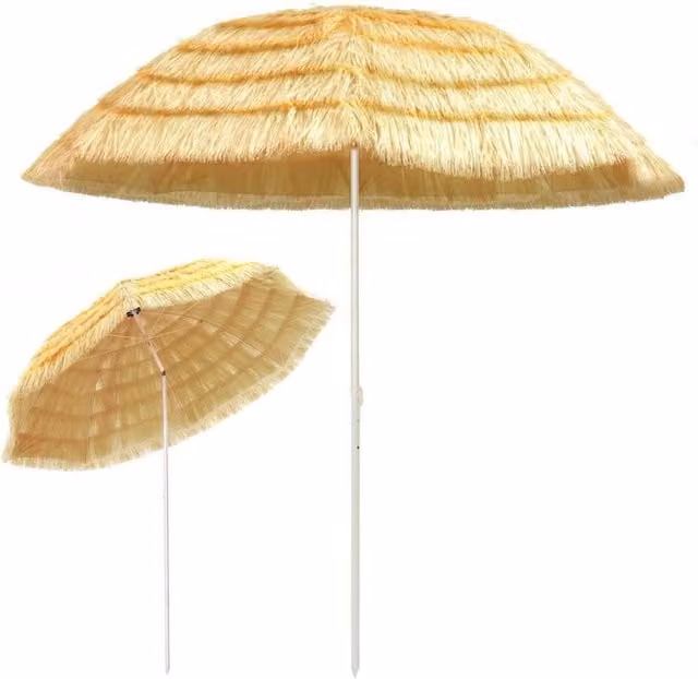 Berkfield Home Hawaii Style Beach Umbrella in Sand Beige with 300 cm Diameter